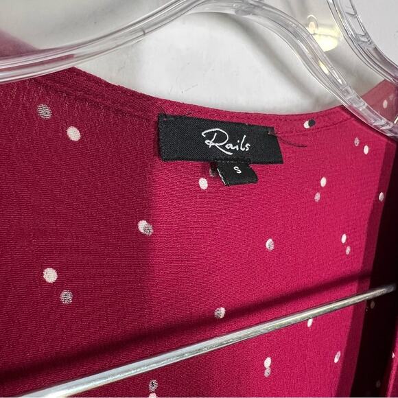 Rails Sz S Aimee Wrap Dress in Rouge Offset Dot - Picture 4 of 9